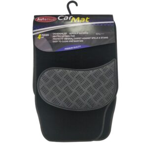 Auto Plus Carpet Floor Mat With Checkered Heel Pad 4pc-set