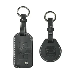 Ineos Grenadier Black Leather Keychain & Air Tag Cover